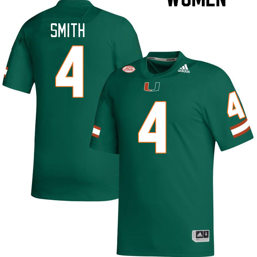 Women #4 Keontra Smith Miami Hurricanes College Football Jerseys Stitched-Green
